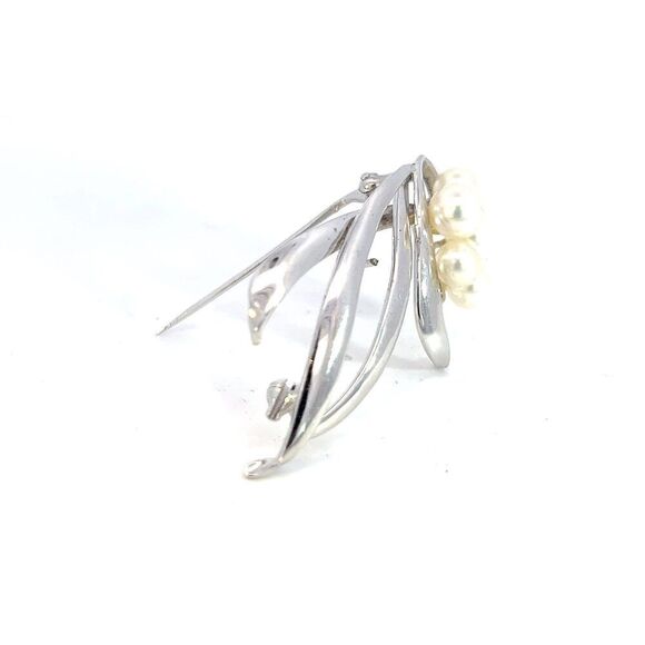 Mikimoto Estate Akoya Pearl Brooch 6.40-5.30 mm Silver M376 - Picture 9 of 9